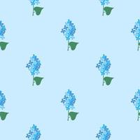 Vector seamless background with lilac flowers. Simple spring pattern