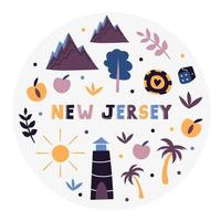 USA collection. Vector illustration of New Jersey theme. State Symbols