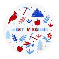 USA collection. Vector illustration of West Virginia theme. State Symbols