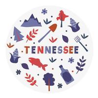 USA collection. Vector illustration of Tennessee theme. State Symbols