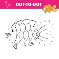 Connect the dots and draw a cute fish. Numbers game for children. Vector