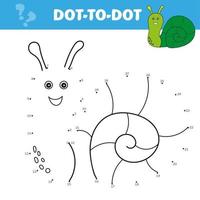 Numbers game for children, dot to dot education game. Cute snail. vector