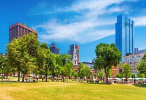 View of the Boston Common, a central public park in downtown, Massachusetts, USA photo