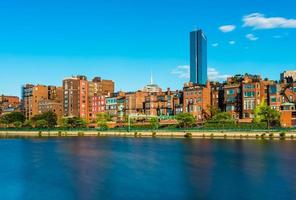 Boston skyline with historic buildings in Back Bay district, view from the Charles River photo