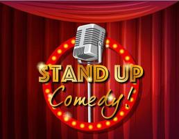 Stand up comedy banner con micrófono vintage vector