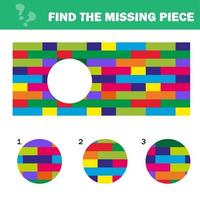 Visual logic puzzle. Find missing piece - Puzzle game for Children. vector