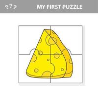 Cartoon cheese. Puzzle for toddlers. Match pieces and complete the picture vector