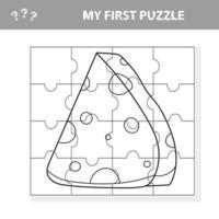 Cartoon cheese. Puzzle. Match pieces and complete the picture vector