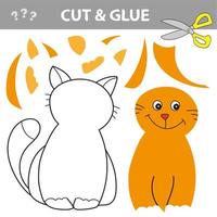 Education game for children, Cat. Use scissors and glue to create the image. vector