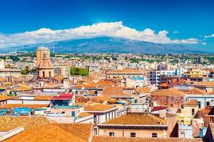 Aerial panorama of Catania and Vulcano Etna on the background, Sicily, Italy photo