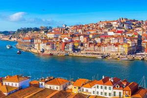 Cityscape of Porto Oporto. Beautiful view of The Douro River Valley, Portugal photo