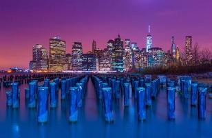 New York city skyline at night. NY, USA photo