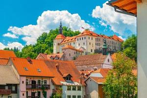 Picturesque cityscape of Skofja Loka, a small historic town in Slovenia photo