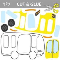 Use scissors and glue and restore the picture inside the contour with Toy Bus. vector