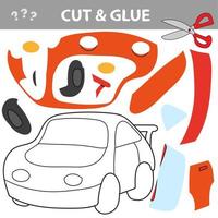 Education paper game for children Car. Use scissors and glue to create the image vector