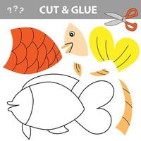 Use scissors and glue and restore the picture inside the contour with Gold Fish vector