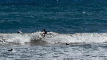 Surfing in Las Canteras Beach, in Las Palmas City photo