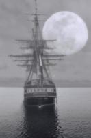 barco antiguo en el mar ilustración de luna llena representación 3d foto