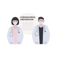 los médicos dan recomendaciones para la prevención del coronavirus. medicina, pandemia. ilustración vectorial. vector