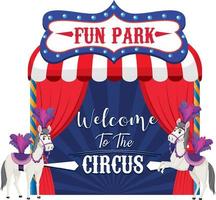 Welcome to the circus banner with horse performance vector