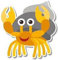 Hermit crab sea animal cartoon sticker vector