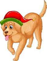 perro golden retriever con sombrero de navidad vector