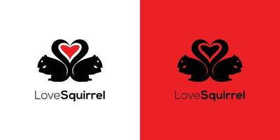 The squirrel logo loves each other is simple and cheerful vector