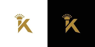 Modern and unique letter K initial king logo design vector