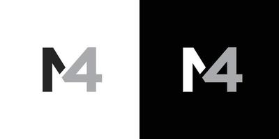 Modern and unique letter M4 initial logo design vector