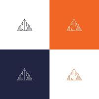 Mountain logo with simple and modern initials of the letter NV vector