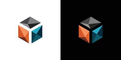 diseño de logotipo de caja futurista y colorido con una apariencia atractiva y atractiva vector