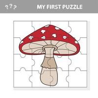 juego de papel educativo para niños, amanita. rompecabezas - crea la imagen vector