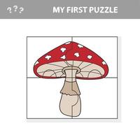Education paper game for children, Amanita. Puzzle - create the image vector