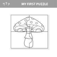 Education paper game for children, Amanita. Puzzle - create the image vector