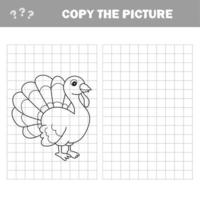 Copy the picture, the simple educational game for preschool children - Turkey vector