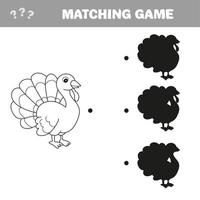 Find the correct shadow - turkey, farm bird vector