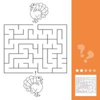 Maze game, education game for children, Turkey vector