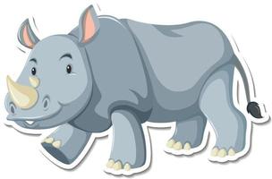 Cute rhinoceros cartoon character sticker vector