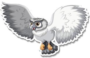 Grey owl bird cartoon character sticker vector
