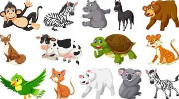 Set of isolated various animals vector