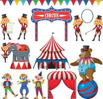 Set of amusement park elements isolated vector