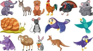 Set of isolated different animals vector