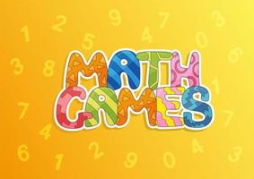 Lettering cartoon design concepts of Math Games, presentation and printing vector