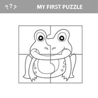 Education paper game for children, Frog. Use parts to create the image. vector