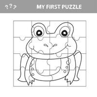 Education paper game for children, Frog. Use parts to create the image. vector