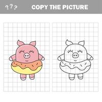 cerdo divertido. copia la imagen juego de dibujo para niños