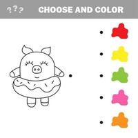 Funny pig. Coloring book drawing game vector