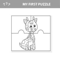 juego de papel educativo para niños, jirafa. crea la imagen - mi primer rompecabezas vector