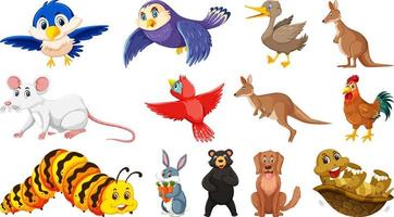 Set of isolated different animals vector