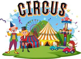 Circus clown and magician performance vector